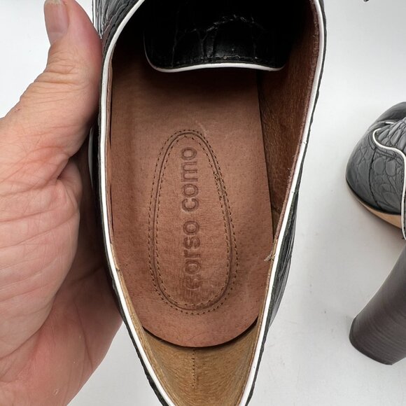 Corso Como Black Alligator Print Lace-up Oxford Heels Size 8.5 - Picture 9 of 10